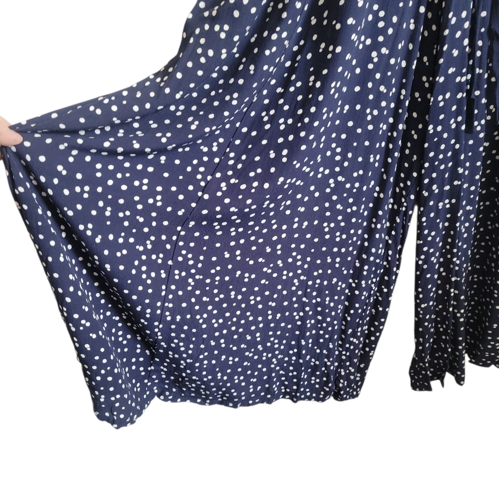 Anthropologie HD in Paris Tallulah Polka Dot Wide Leg Jumpsuit Navy Size 12P - Picture 6 of 12